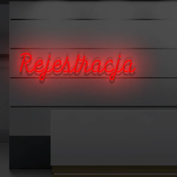 Czerwony neon LED Rejestracja efektowna dekoracja świetlna do biura