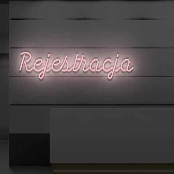 Jasnoróżowy neon LED Rejestracja subtelna ozdoba recepcji lub kliniki