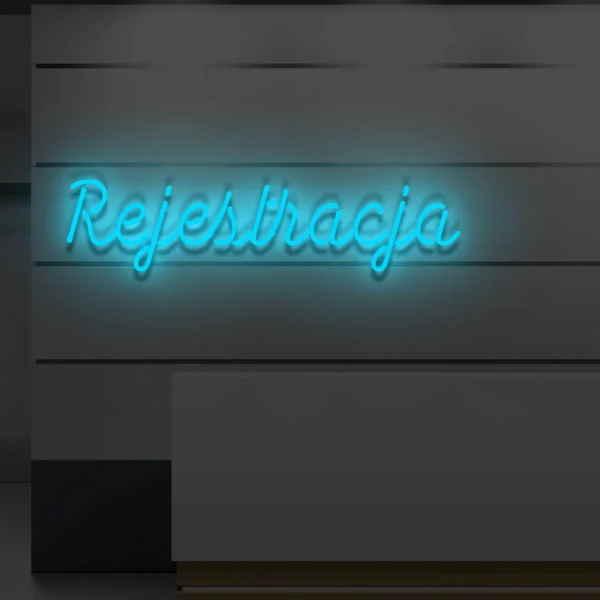 Niebieski neon LED Rejestracja nowoczesny szyld LED do recepcji