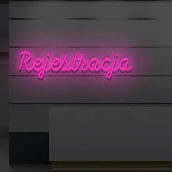 Różowy neon LED Rejestracja dekoracyjny napis świetlny do recepcji