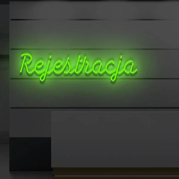 Zielony neon LED Rejestracja świeży szyld świetlny do recepcji i biura