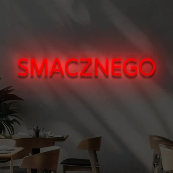 Czerwony neon Smacznego ozdoba do wnętrz