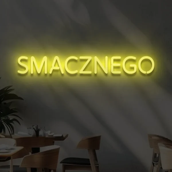 Żółty neon Smacznego ozdoba do nowoczesnych wnętrz