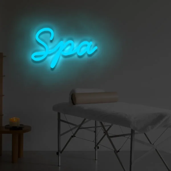Niebieski neonowy napis Spa świecąca dekoracja