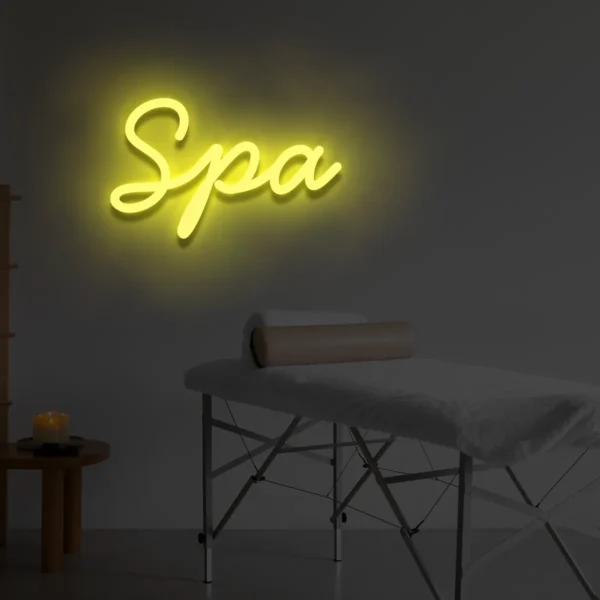 Żółty neon Spa ozdoba do nowoczesnych wnętrz