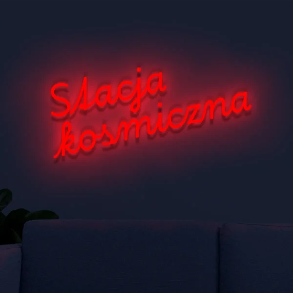 Czerwony neon Stacja kosmiczna ozdoba do wnętrz