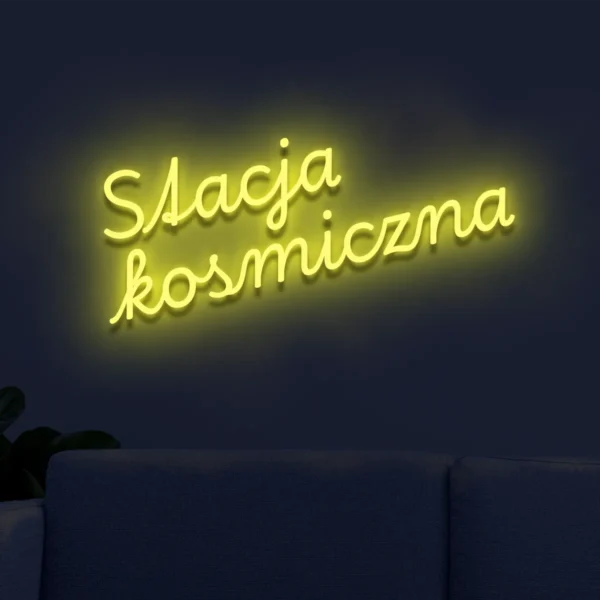 Żółty neon Stacja kosmiczna ozdoba do nowoczesnych wnętrz