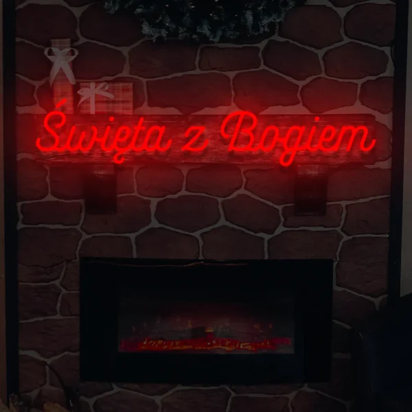 Czerwony neon Święta z Bogiem ozdoba bożonarodzeniowa do wnętrz