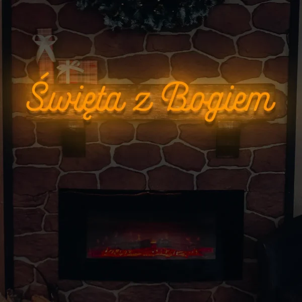 Pomarańczowy neon Święta z Bogiem świąteczna ozdoba świetlna