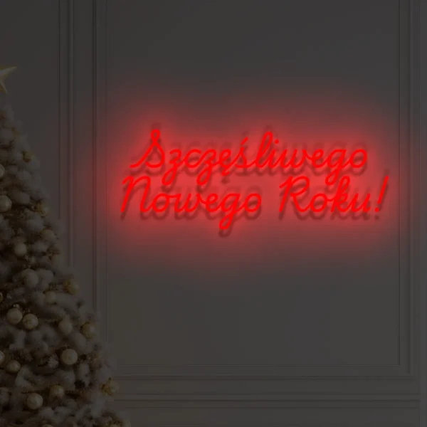 Czerwony neon Szczęśliwego Nowego Roku! noworoczna ozdoba