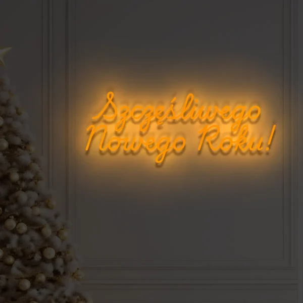 Pomarańczowy neon Szczęśliwego Nowego Roku! ozdoba świetlna