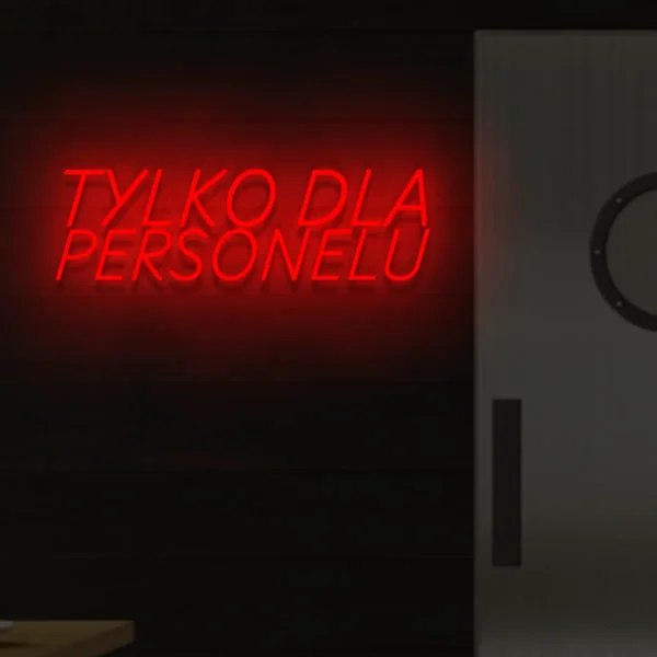 Czerwony neon „Tylko dla personelu” ostrzegawczy znak świetlny do lokalu