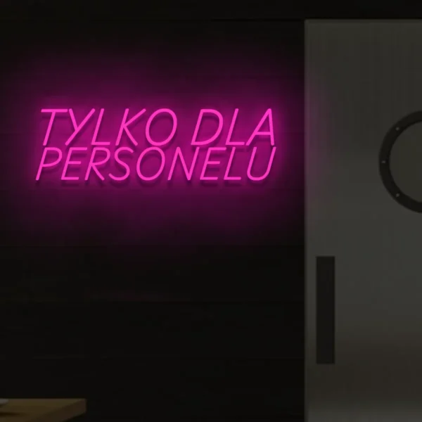 Różowy neonowy napis „Tylko dla personelu” ozdobny znak LED do biura
