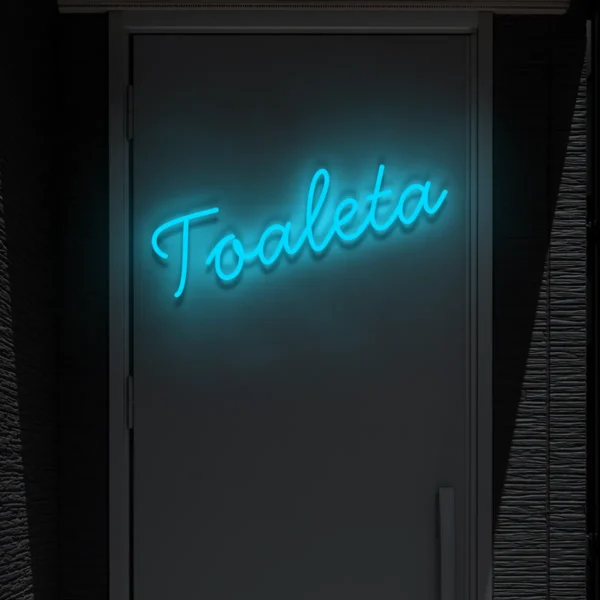 Niebieski neon LED „Toaleta” szyld do łazienki lub toalety