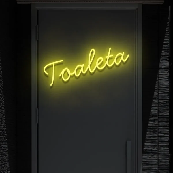 Żółty neon LED „Toaleta” jasny znak informacyjny