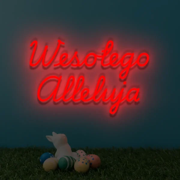 Czerwony neon Wesołego Alleluja wielkanocna ozdoba LED