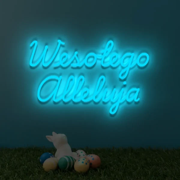 Niebieski neon LED z napisem Wesołego Alleluja świetlna dekoracja świąteczna