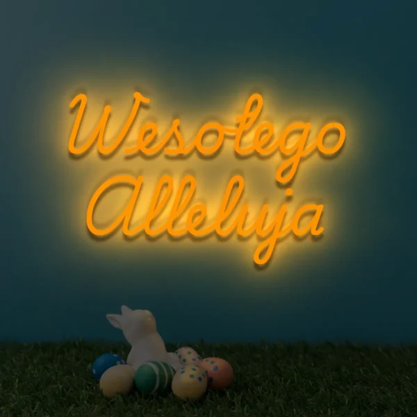 Pomarańczowy neon Wesołego Alleluja ozdoba wielkanocna LED