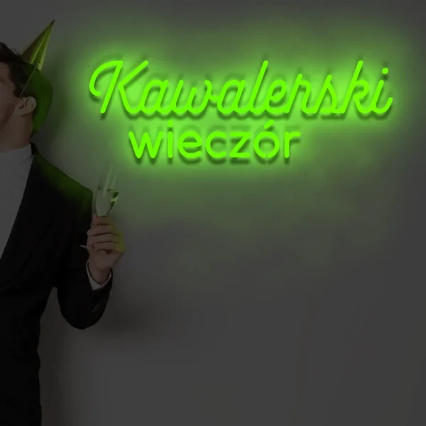 Zielony neon Kawalerski wieczór świecący napis na ścianę