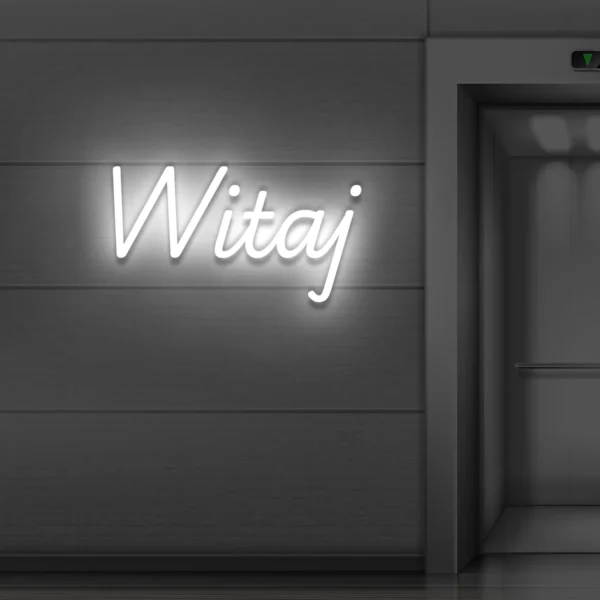Biały neon LED z napisem „Witaj” nowoczesna ozdoba świetlna na ścianę