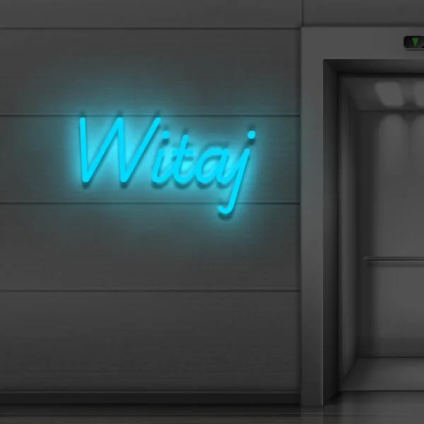Niebieski neon LED „Witaj” powitalny napis do biura lub domu
