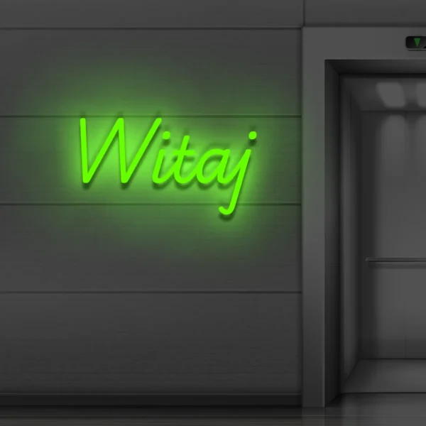 Zielony neon „Witaj” świecący powitalny napis LED do wnętrz