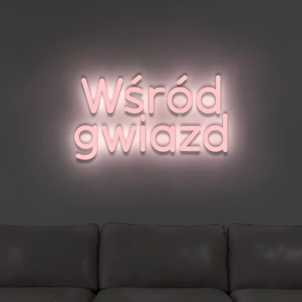 Jasnoróżowy neon LED „Wśród gwiazd” delikatna dekoracja