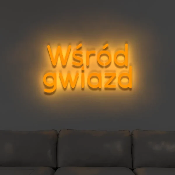 Pomarańczowy neon „Wśród gwiazd” ozdoba świetlna na ścianę