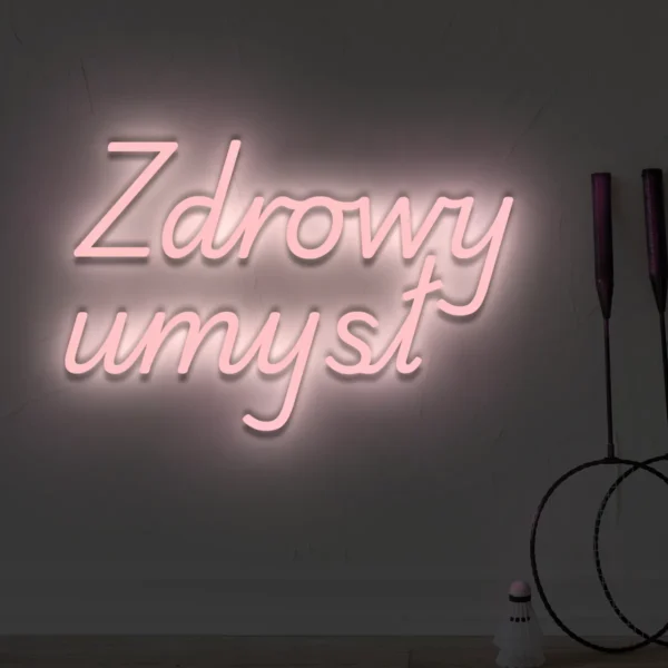 Jasnoróżowy neon LED z napisem Zdrowy umysł dekoracja