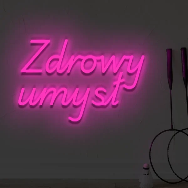 Różowy neon LED z napisem Zdrowy umysł dekoracja wnętrza