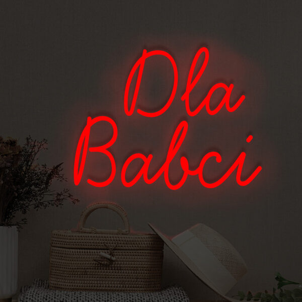Czerwony neon LED napis Dla Babci – wyrazisty, energetyczny akcent