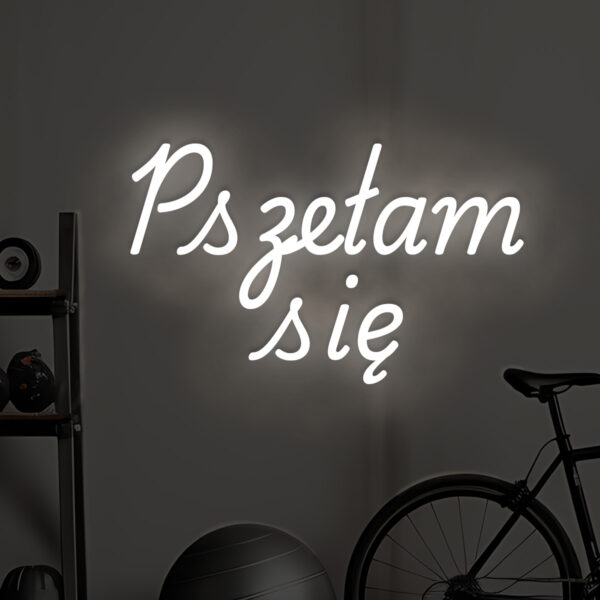 Biały neon LED z napisem „Przełam się” na ścianie