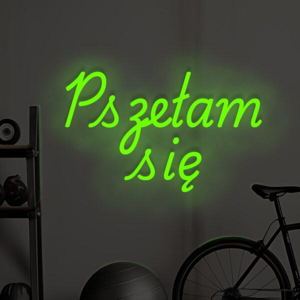 Zielony neon „Przełam się” świecący napis na ścianę