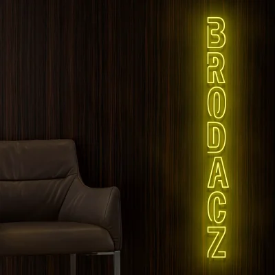 Żółty neon Brodacz ozdoba do nowoczesnych wnętrz