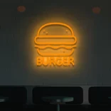 Pomarańczowy neon Burger ozdoba świetlna na ścianę