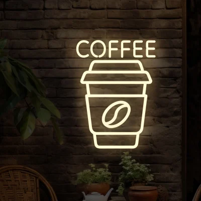 COFFEE neon LED beżowy – dekoracyjny szyld do kawiarni