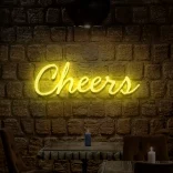 Żółty neon LED napis Cheers jasna dekoracja ścienna