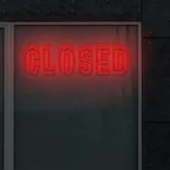 Czerwony neon Closed klasyczny napis informacyjny na drzwi