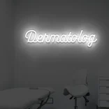Biały neon LED Dermatolog elegancka dekoracja do gabinetu lekarskiego
