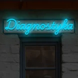 Niebieski neon LED Diagnostyka podświetlany szyld medyczny
