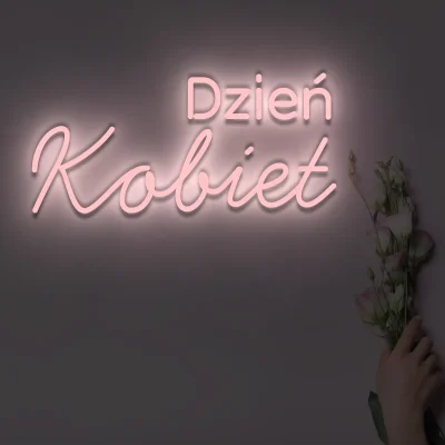 Jasnoróżowy neon LED z napisem Dzień Kobiet romantyczna dekoracja