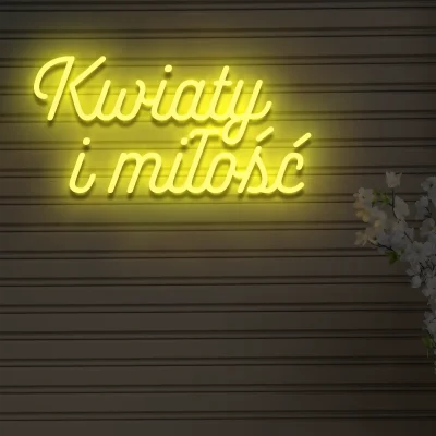 Żółty neon Kwiaty i miłość ozdoba do nowoczesnych wnętrz