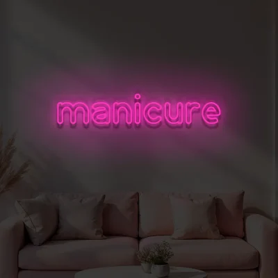 Różowy neon LED z napisem manicure dekoracja ścienna