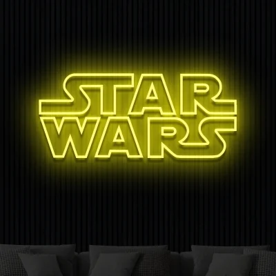 Neon LED Star Wars żółty napis na ścianę