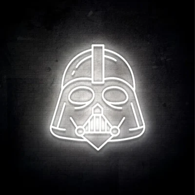 Neon LED Darth Vader biały na ścianie