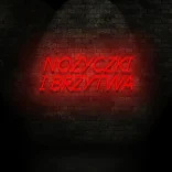 Czerwony neon Nożyczki i brzytwa ozdoba do wnętrz