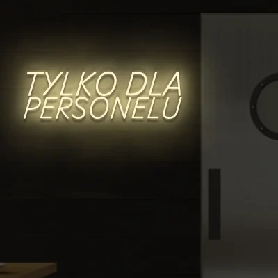 Beżowy neonowy napis „Tylko dla personelu” elegancki znak informacyjny LED