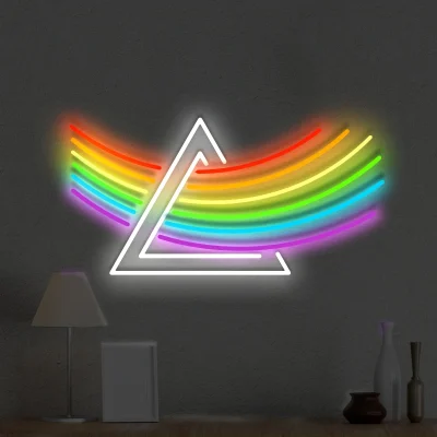 Tęczowy trójkąt neon LED na ścianę