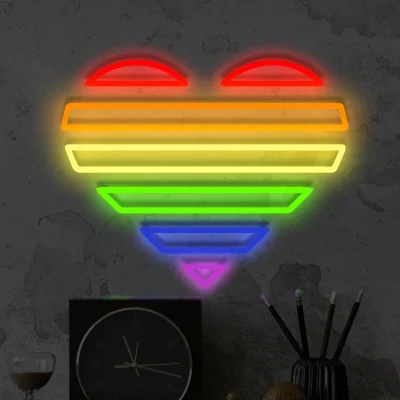 Tęczowe serce neon LED w kolorach tęczy na ścianę