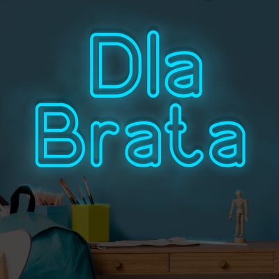 Niebieski neon LED napis Dla Brata – chłodny, nowoczesny efekt